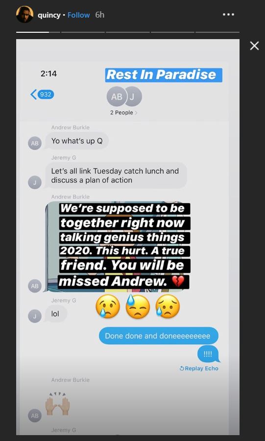 Diddy's Son Quincy Mourns Friend Andrew Burkle, Shares Last Texts With Billionaire's Son