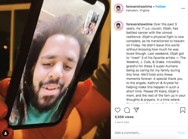 Drake, The Weeknd, & J. Cole FaceTimed An 11-Year-Old Cancer Patient In His Final Days