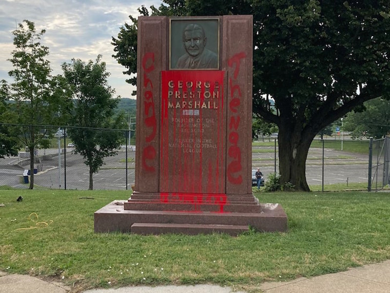 SOURCE SPORTS: Statue of Former Racist Redskins Owner Removed from Stadium