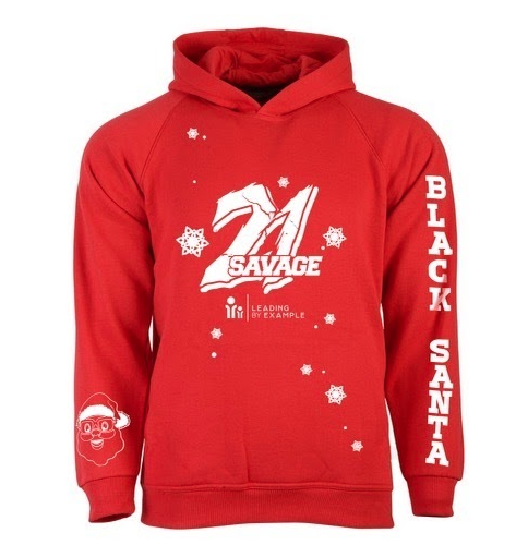 21 Savage and Black Santa Launch Limited Edition Christmas Hoodie for Leading By Example Foundation