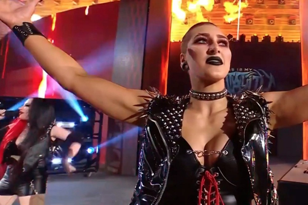 Watch Ash Costello of New Years Day Play Rhea Ripley to the Ring at WrestleMania