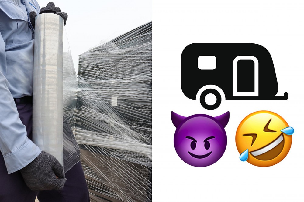 Plastic Wrapping a Tour Bus Trailer Is a Devilishly Funny Prank – Photos