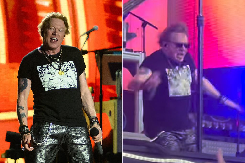 GN’R’s Axl Rose Takes Tumble Onstage, Recovers Like a Champ
