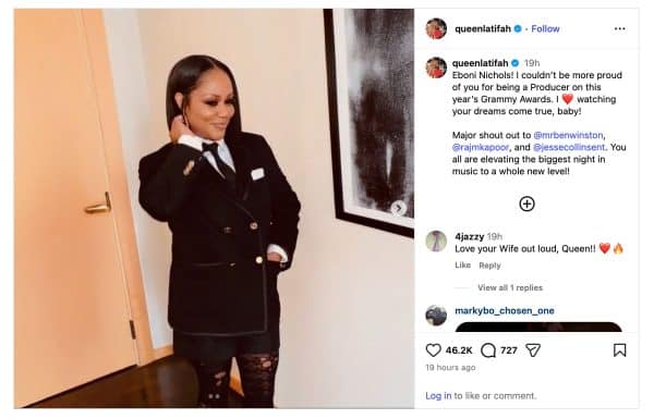 Queen Latifah Shouts Out Eboni Nichols for Producing Grammy Awards Queen Latifah Shouts Out Eboni Nichols for Producing Grammy Awards